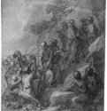 Сцена из "Деяний апостолов". 1688 - 324 x 274 мм. Сангина, подсветка белым, на бумаге. Франкфурт. Художественный институт Штеделя, Гравюрный кабинет. Франция.