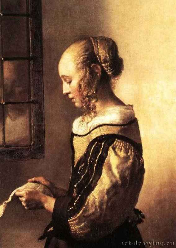 Девушка с письмом (фрагмент) 1657 - Холст, масло Картинная галерея Дрезден