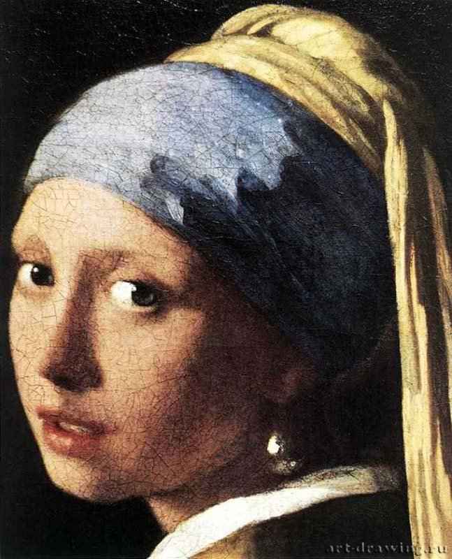Девушка с жемчужной сережкой (фрагмент). 1655 - Холст, масло Маурицхёйз Гаага
