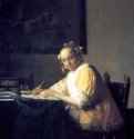 Дама, пишушая письмо. 1665-1666 - Холст, масло 45 x 40 Национальная галерея Вашингтон