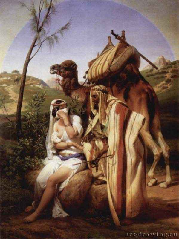 Эмиль Жан Орас Верне: Иуда и Фамарь -  1840 Холст, масло Романтизм Франция Лондон. Собрание Уоллеса