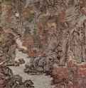 Лесные хижины в Цзюйцюе. 1330-1385 - 68,7 x 42,5 см. Бумага, тушь, краски. Китай. Тайвань. Дворцовое собрание. Настенный свиток.