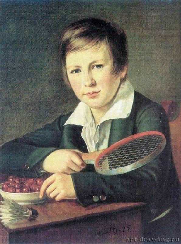 Портрет Н. А. Томилова в детстве, с ракеткой для игры в волан - 1825МаслоРоссия