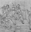 Семь тучных лет, 1816 - 149 х 482 мм. Мел, подсветка белым, на светло-коричневой бумаге. Франкфурт-на-Майне. Художественный институт Штеделя, Гравюрный кабинет.