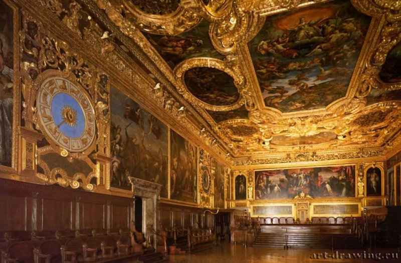 Дворец Дожей. Вид Зала Сената - Города Италии: Венеция.