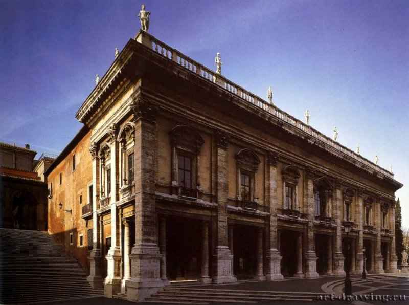 Палаццо Консерваторов на Капитолийском холме. Фасад. 14 век - Города Италии: Рим.
