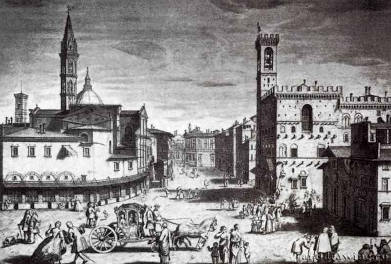 Улицы Проконсоло с Барджелло и Бадией. 18 век - Города Италии: Флоренция.