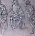 Три мужские фигуры. 1500-1525 - 197 х 243 мм. Серебряный штифт, подсветка белым, на грунтованной фиолетовым тоном бумаге. Франкфурт-на-Майне. Художественный институт Штеделя, Гравюрный кабинет.