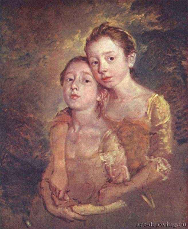 Т. Гейнсборо: Портрет дочерей художника с кошкой - 1759 76 x 63 см Холст, масло Рококо Великобритания Лондон. Национальная галерея