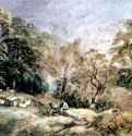 Пейзаж с отдыхающими мужчинами, 1770 - 1774. - Акварель, подсветка белым, на бумаге. 216 x 362 мм. Лондон. Собрание Дитс. Великобритания.