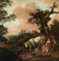 Лесоруб, флиртующий с пастушкой. 1755 - 111 x 130 см. Холст, масло. Рококо. Великобритания. Частное собрание.