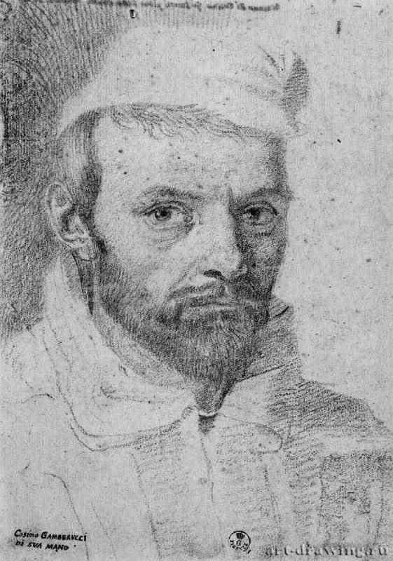 Автопортрет. 1590 - 227 х 157 мм Черный мел на белой бумаге Флоренция Уффици, Кабинет рисунков и гравюр Италия