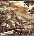 Аркадский пейзаж, третье состояние. 1591 - Ксилография кьяроскуро, одна очерковая доска, две тоновые доски 180 x 249 мм Нью-йоркская публичная библиотека, Отдел эстампов Нью-Йорк