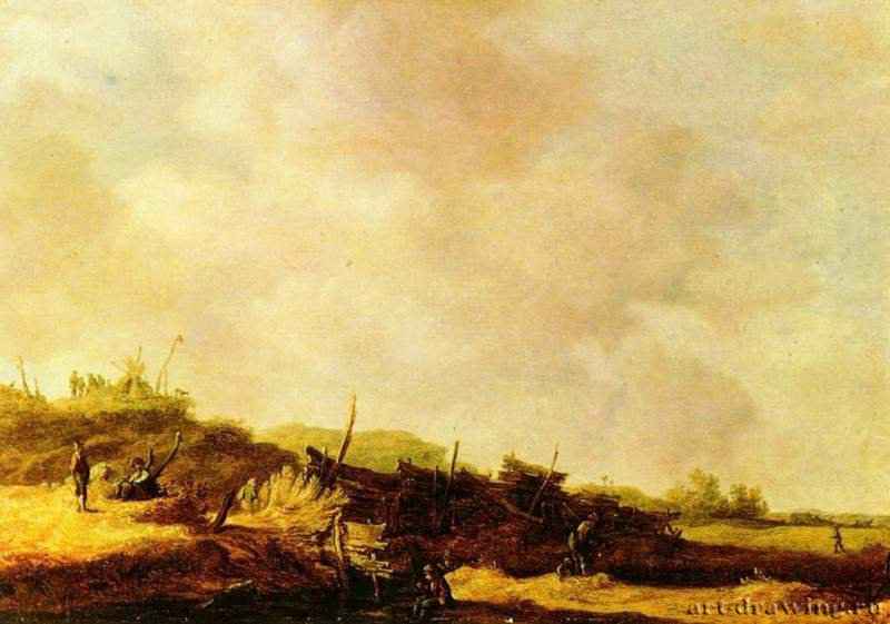 Пейзаж с дюнами - 1630-1635 *54 x 37,3 смДубовая доскаБароккоНидерланды (Голландия)Вена. Художественно-исторический музей