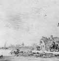 Пейзаж с ветряной мельницей. 1644 - Черный мел на бумаге 149 x 260 мм Галереи института Курто Лондон