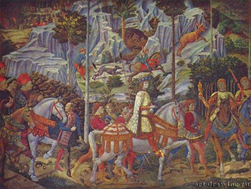 Шествие волхвов - 1459-1461 Фреска Возрождение Италия Флоренция. Палаццо Медичи-Риккарди