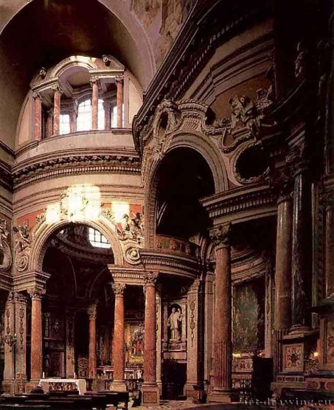 Церковь Сан Лоренцо. Подкупольное пространство. 1668 - 1687 - Турин. Италия.