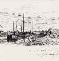 Парусные лодки на реке под Берси. 1872 - 110 х 183 мм Офорт Париж. Частное собрание Франция