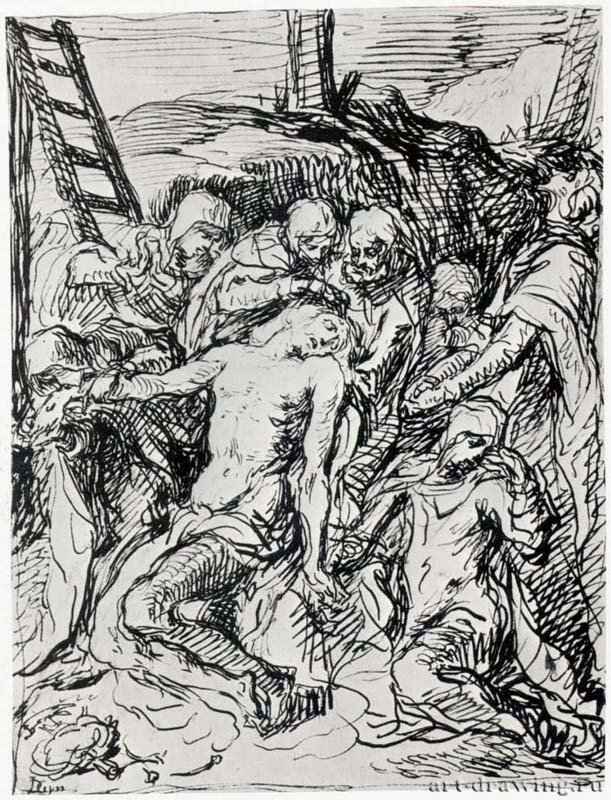 Снятие с креста. 1591-1595 - Перо коричневым тоном, на бумаге 250 x 194 мм Риксмузеум Амстердам