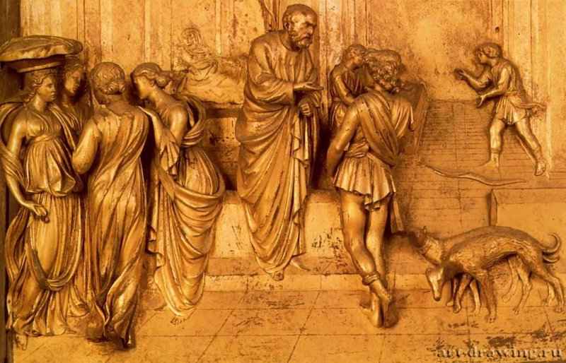 Врата рая. Исаак посылает Исава на охоту. 1425 - Флоренция. Баптистерий.