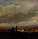 Пейзаж с грозой под Дрезденом. 1830 - 20 x 34 см. Холст, масло. Романтизм. Норвегия. Гамбург. Кунстхалле.