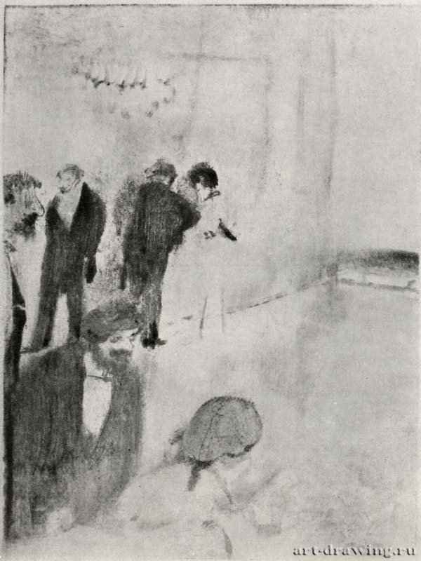 Фойе. 1879-1880 - 160 х 118 мм Монотипия, оттиск чёрным на белой бумаге Вашингтон. Национальная галерея Франция