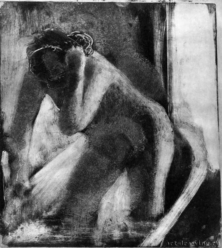Туалет (Ванна). 1882 - 313 х 278 мм Монотипия, оттиск чёрным на белой бумаге Чикаго (штат Иллинойс). Художественный институт, Отдел гравюры и рисунка Франция
