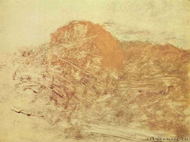 Снег в горах (Красная гора). 1890-1893 - 299 х 395 мм Цветная монотипия на кремовой бумаге Чикаго (штат Иллинойс). Собрание г-жи Филлис Лэмберт Франция