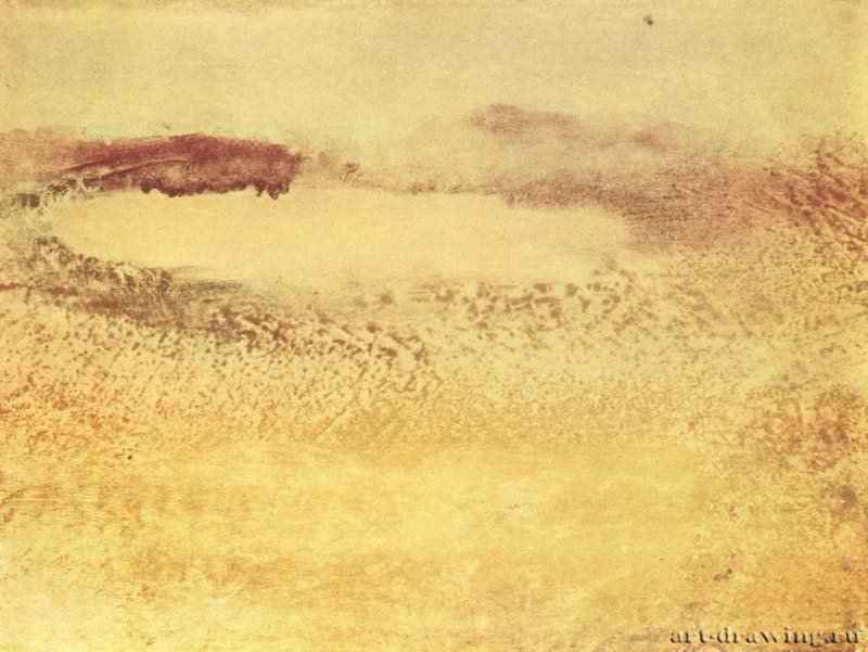 Озеро в Пиренеях. 1890-1893 - 298 х 396 мм Монотипия, оттиск масляными красками Лондон. Британский музей, Отдел гравюры и рисунка Франция