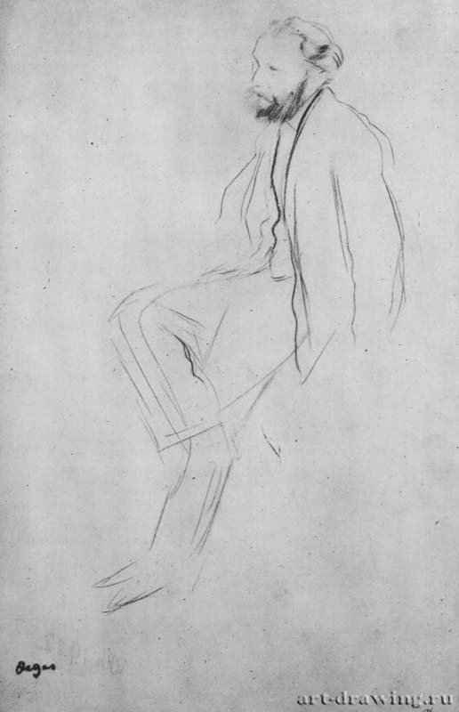 Портрет Эдуарда Мане, сидящего. 1865 - 363 x 230 мм Карандаш на бумаге Кембридж (штат Массачусетс). Художественный музей Фогга, Отдел гравюры и рисунка Франция