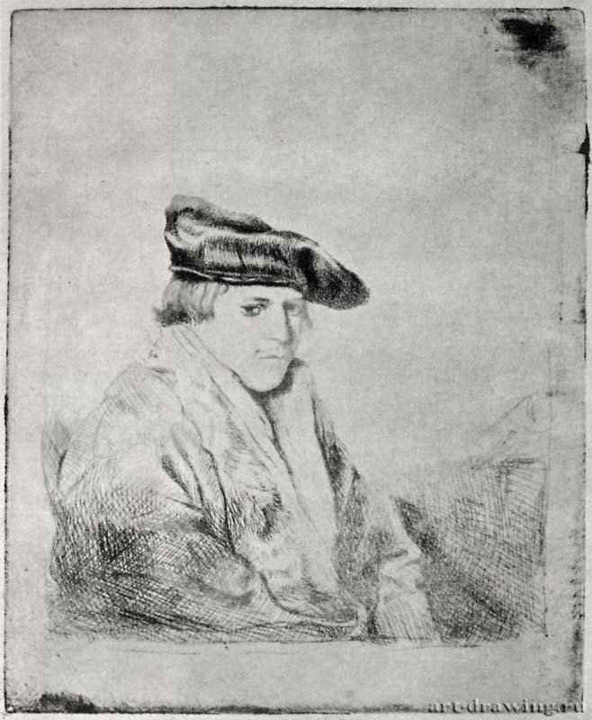 Портрет молодого человека в берете (с Рембрандта). 1857 - 105 х 95 мм Офорт Париж. Национальная библиотека, Кабинет эстампов Франция