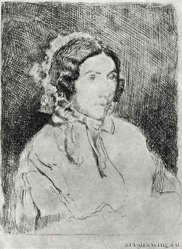 Женский портрет. 1857-1860 - 95 х 74 мм Офорт Париж. Национальная библиотека, Кабинет эстампов Франция