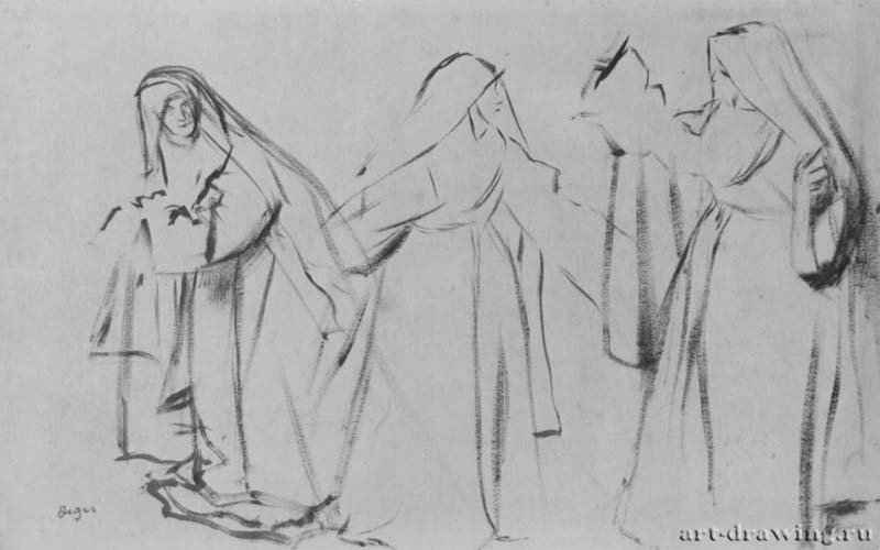 Три монахини. 1871-1872 - 280 x 450 мм Кисть сепией, на бумаге Лондон. Музей Виктории и Альберта Франция