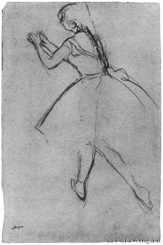 Балерина в позиции, 1878 - 1880 г. - Черный мел на серо-фиолетовой бумаге; 477 x 310 мм. Копенгаген. Государственный художественный музей, Королевское собрание графики. Франция.