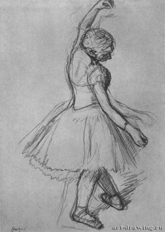 Балерина с поднятой рукой. 1885 - 310 x 220 мм Красный мел на бумаге Нью-Йорк. Собрание Хан Франция