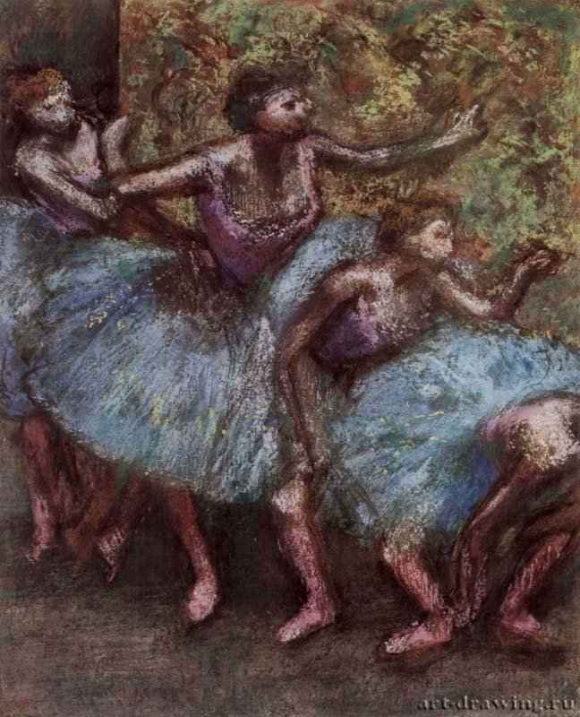 Четыре балерины за кулисами. 1903 - 750 x 610 мм Пастель на бумаге Базель. Собрание Бейелер Франция