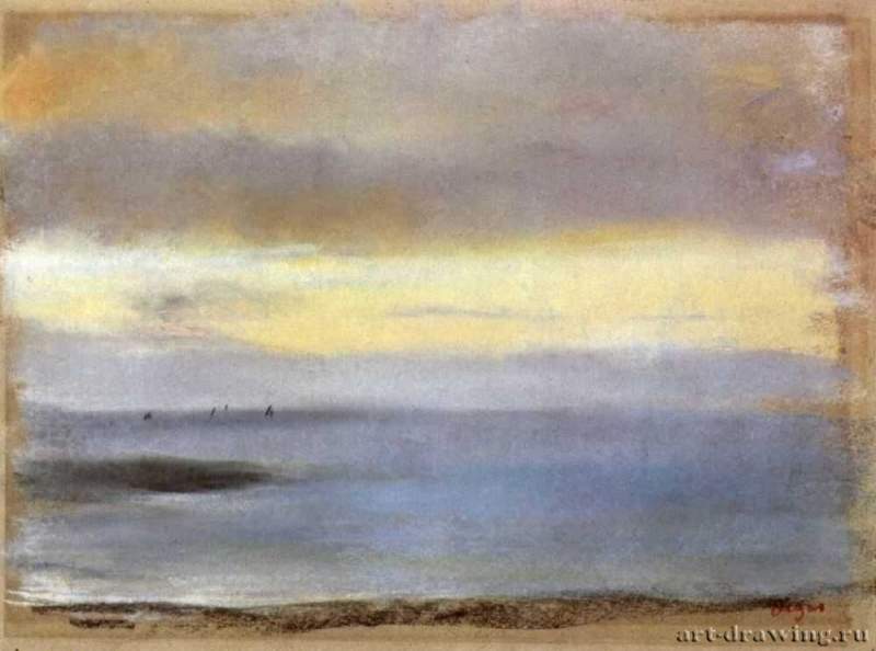 Полоса берега на закате, 1869 г. - Пастель на коричневом картоне; 215 x 300 мм. Художественная галерея Мальборо. Лондон. Франция.