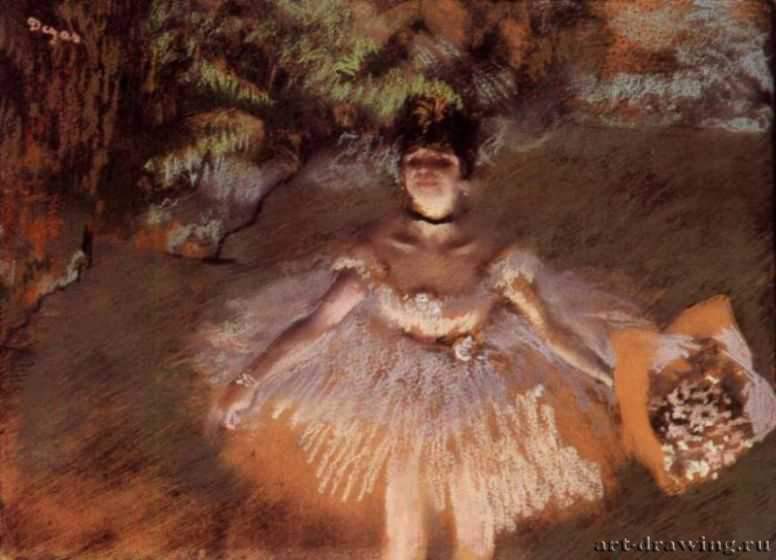 Балерина с букетом, 1876 г. - Бумага, пастель. Частное собрание. Франция.