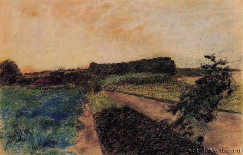 Пейзаж в Орм, 1884 г. - Бумага, пастель. Частное собрание. Франция.