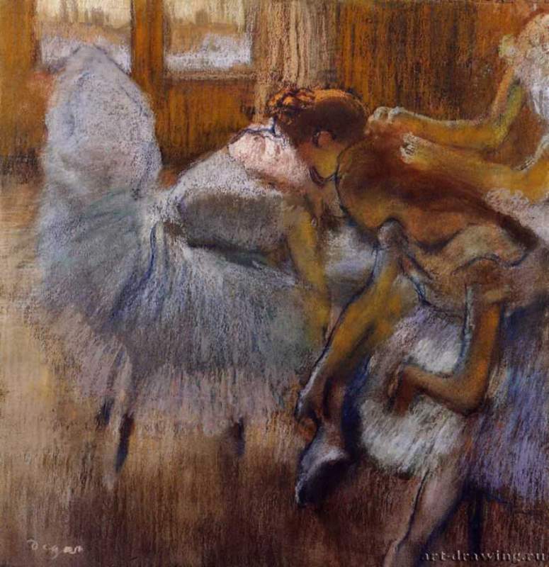 Отдых балерин, 1885 г. - Бумага, пастель. Частное собрание. Франция.