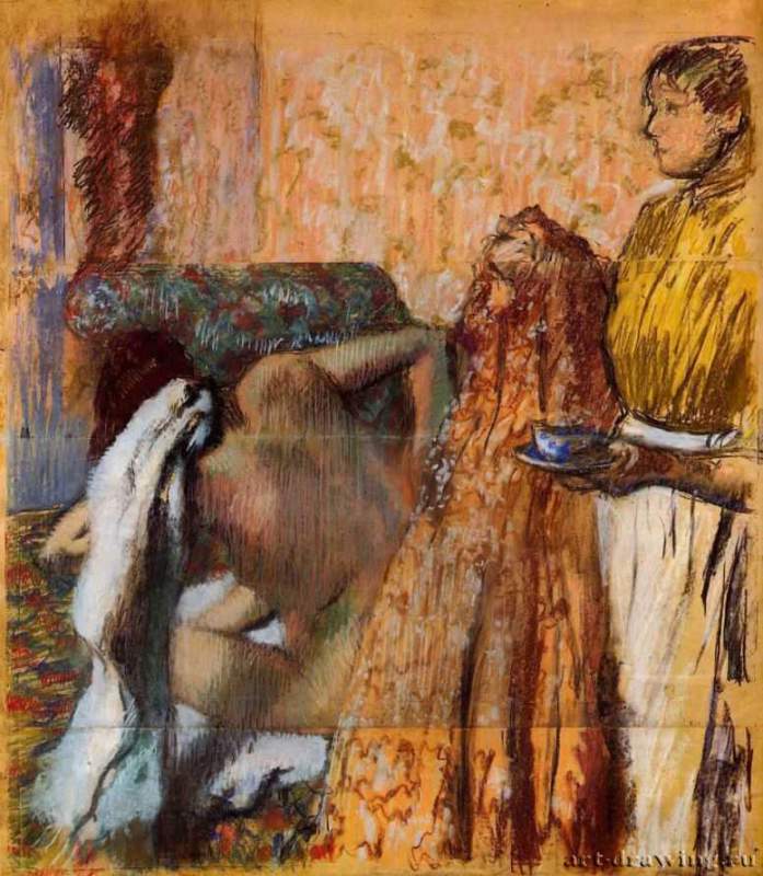Завтрак после ванны, 1893 - 1898 г. - Бумага, пастель. Художественный музей. Винтертур. Франция.