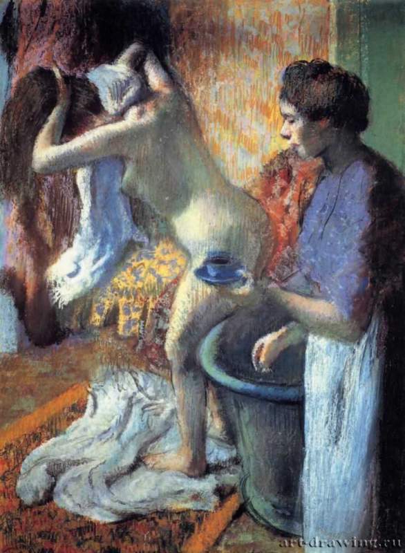 Завтрак после ванны, 1895 г. - Бумага, пастель. Частное собрание. Франция.