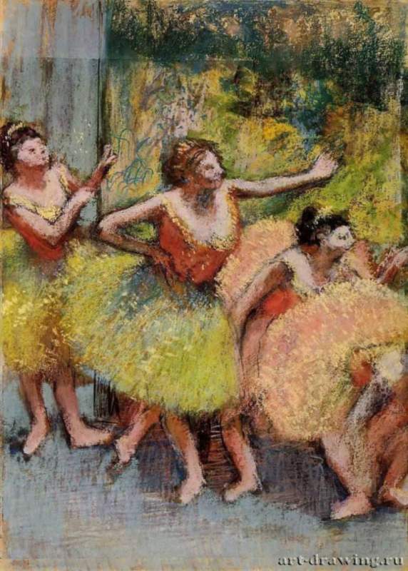 Балерины в зеленом и желтом, 1899 - 1904 г. - Бумага, пастель. Музей Соломона Р. Гуггенхеима. Соединенные штаты Америки. Франция.