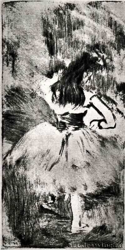 Танцовщица, фигура со спины. 1878-1880 - Монотипия, оттиск чёрным на белой бумаге Уильямстаун (штат Массачусетс). Художественный институт Стерлинга и Фрэнсин Кларк Франция