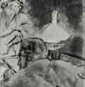 Чтение при свете лампы. 1879-1880 - 215 х 160 мм Монотипия, оттиск чёрным на белой бумаге Франция