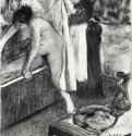 После ванны. 1880 - 157 х 118 мм Монотипия, оттиск чёрным на белой бумаге Париж Франция