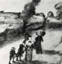 Семья на прогулке. 1880 - 158 х 213 мм Монотипия, оттиск коричневым на белой бумаге Франция