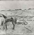 Кони на лугу. 1891-1892 - 135 х 167 мм Мягкий лак Вашингтон. Национальная галерея Франция