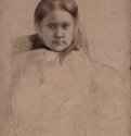 Портрет мадемуазель Дембовски. 1858-1859 - 440 x 290 мм Черный мел на розовой бумаге Сан-Франциско. Частное собрание Франция