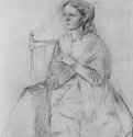 Портрет Жюли Бюрти 1863-1867 - 361 x 272 мм Карандаш, подсветка белым, на бумаге Кембридж (штат Массачусетс). Художественный музей Фогга, Отдел гравюры и рисунка Франция